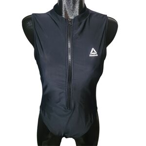 Reebok Women's Black One Piece Zip-Up Swimsuit XL